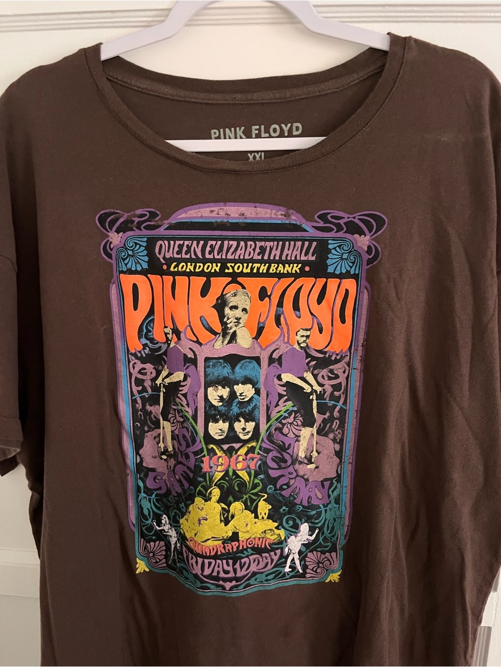 Pink Floyd Brown Short Sleeve Tee with Colorful Psychedelic Print - Picture 3 of 5